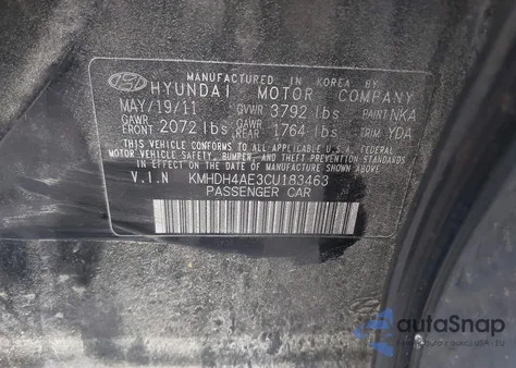 2012 Hyundai Elantra Gls (Ulsan Plant) из США, поврежденный, VIN KMHDH4AE3CU183463